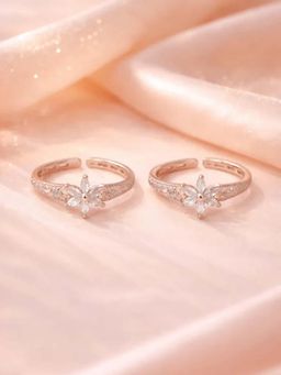 White Velvet - Blossom Spark 925 Silver Adjustable Rose Gold Toe Ring