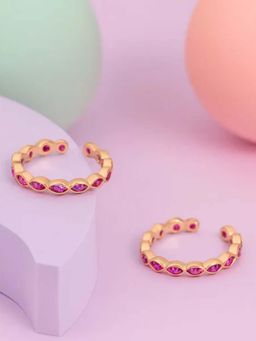 White Velvet - Gold Ruby Wave Adjustable Rose Gold Toe Ring-925 Silver