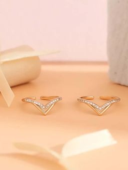 White Velvet - V-Curve Sparkle 925 Silver Adjustable Toe Ring