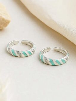White Velvet - Mint Swirl 925 Silver Adjustable Toe Ring