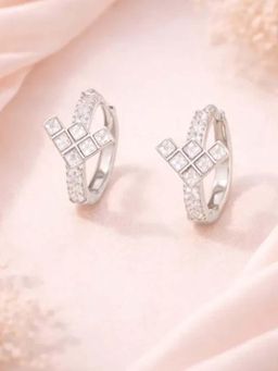 White Velvet - The Arrow light Diamond Hoops Earrings - 925 Silver