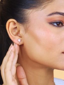 White Velvet - The Blush Bloom Heart Earrings - 925 Silver