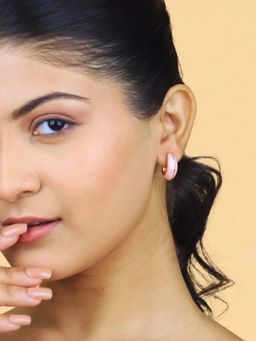 White Velvet - Blush Crescent Hoops - 925 Silver