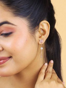 White Velvet - The Blush Flutter Pearl Drop Earring - 925 Silver