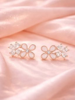 White Velvet - Blossom Glow Rose Gold Earrings - 925 Silver