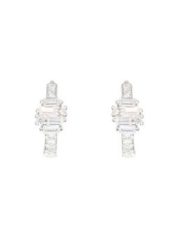White Velvet - The Crystal Baguette Orbit Hoops Earrings - 925 Silver