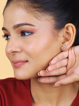 White Velvet - Crystal Crown Silver Earrings - 925 Silver