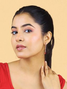 White Velvet - Crimson Elegance Rose Gold Drop Earrings - 925 Silver