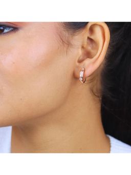 White Velvet - Celeste Rose Gold Huggie Hoops Earrings- 925 Silver