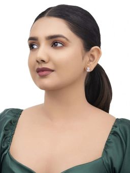 White Velvet - Cubic Zirconia Stone Emerald Cut Earrings - 925 Silver