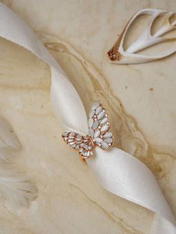 White Velvet - Flutter Rose Gold Ring - 925 Silver