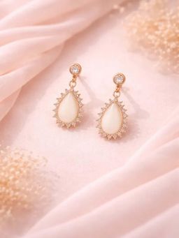 White Velvet - Luna Dew Teardrop Gemstone Earrings - 925 Silver