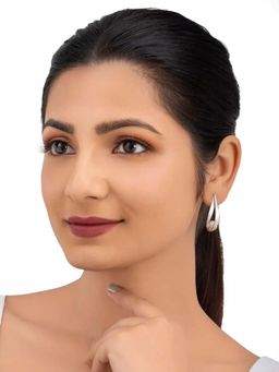White Velvet - Matte Finish Plain Silver Water Pearl Earrings - 925 Silver
