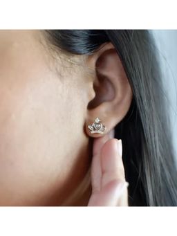 White Velvet - Royal Heart Crown Earrings - 925 Silver