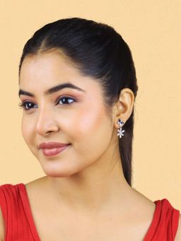 White Velvet - The Sapphire Bloom Drop Earrings - 925 Silver