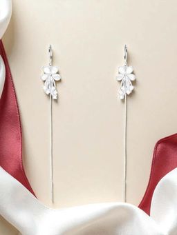 White Velvet - The Silver Bloom Petal Threader Earrings - 925 Silver