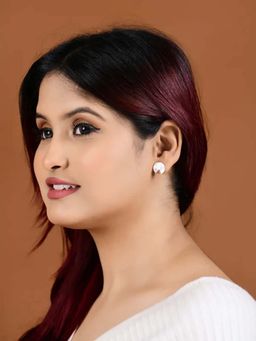 White Velvet - Plain Silver With Fresh Water Pearl Earrings - 925 Silver