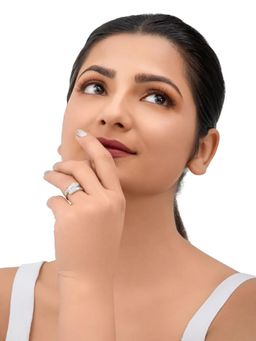 White Velvet - Ultra Light Weight Cocktail Ring - 925 Silver