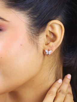 White Velvet - Whispering Wings Butterfly Hoops Earrings -925 Silver