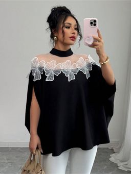 Outzidr - Black High Neck Patch Top