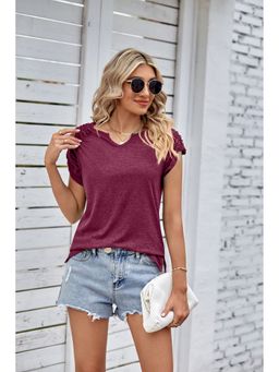 Outzidr - Maroon Short Sleeve Solid Top