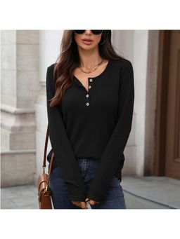 Outzidr - Black Full Sleeve Buttoned Top