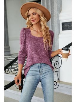 Outzidr - Mauve Full Sleeves Square Neck Top
