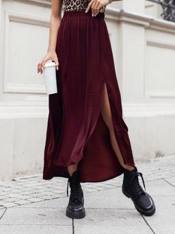 Outzidr - Wine Double Slit Skirt