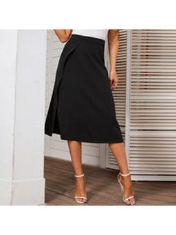 Outzidr - Black High Waist Wrap Skirt