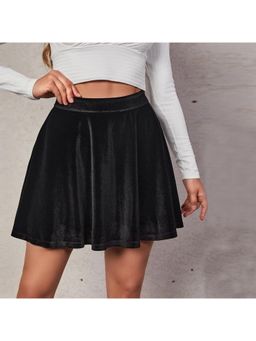 Outzidr - Black High Waist Flare Skirt