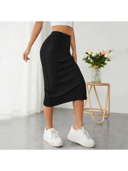 Outzidr - Black Side Slit Skirt
