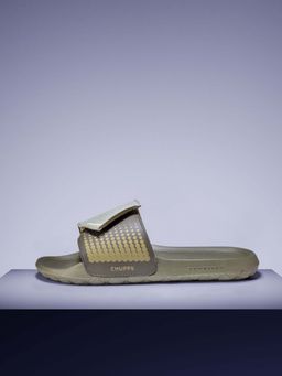 Chupps - Men Offset Casual Olive Sliders