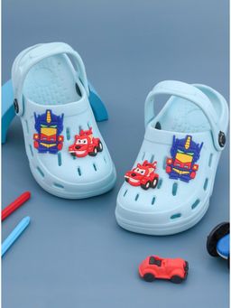 Yellow Bee - Clogs with Vibrant Racing Car and Robot Cartoon Motifs for Boys