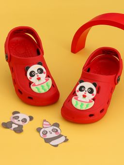 Yellow Bee - Clogs with Panda-Themed & Watermelon Motif for Girls