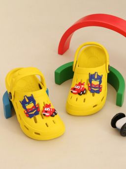 Yellow Bee - Clogs with Fun Racing Car and Robot Motifs for Boys