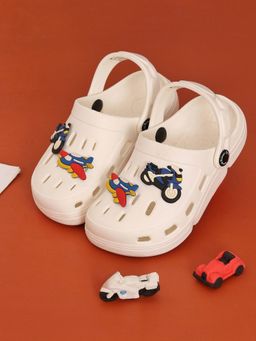 Yellow Bee - Clogs with Colorful Airplane and Motorbike Cartoon Design for Boys