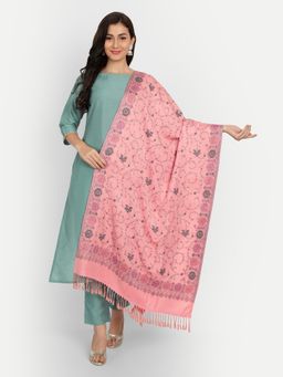 HK colours of fashion - Women Peach Woven Design Shawl