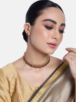 GRIIHAM - Premium Gold Finish Multicolor Stone Mangomala Necklace Set for Women and Girls