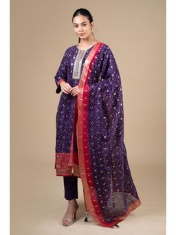 House Of Dharaa - Purple Kurta with Pant and Dupatta (Set of 3)