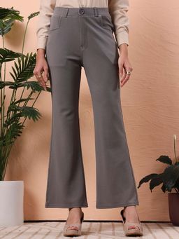 FITHUB - Grey Women Relaxed Regular Fit Formal Trousers