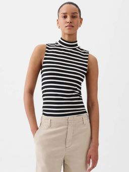 GAP - Black Women's Striped High Neck Top