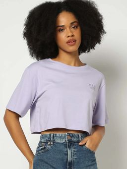 GAP - Lavender Women's Round Neck Crop T-Shirt