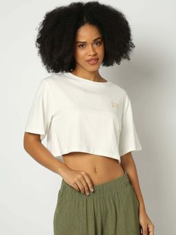 GAP - White Women's Round Neck Crop T-Shirt