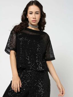 GAP - Black Women's Embellished Round Neck Top