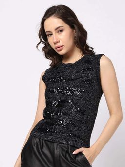 GAP - Black Women's Embellished Sleeveless Top