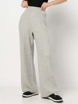 GAP - Grey Women's Mid-Rise Textured Trousers