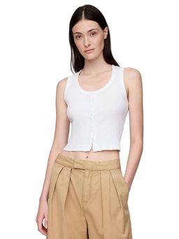 GAP - White Women's Round Neck Sleeveless Crop Top