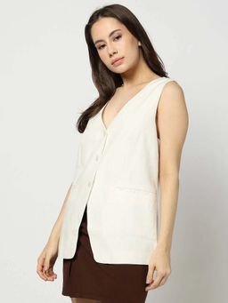 GAP - Off White Women's Sleeveless V-Neck Top