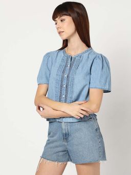 GAP - Blue Women's Fitted Shirt with Lace Details