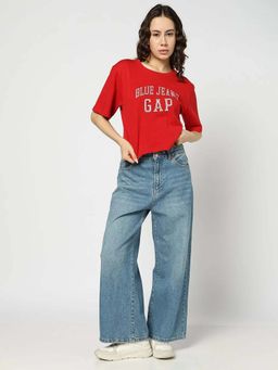 GAP - Red Women's Typographic Crop T-Shirt